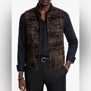 $598 NWT John Varvatos Glynn Vest 46 Old Bark Men's S Brown Suit Piece Button Up